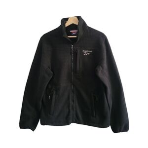 NWT REEBOK Men's Black Textured Fleece Jacket Full Zip Size S/P